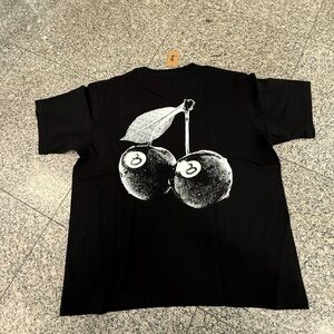 Stussy Black Tee with White Logo